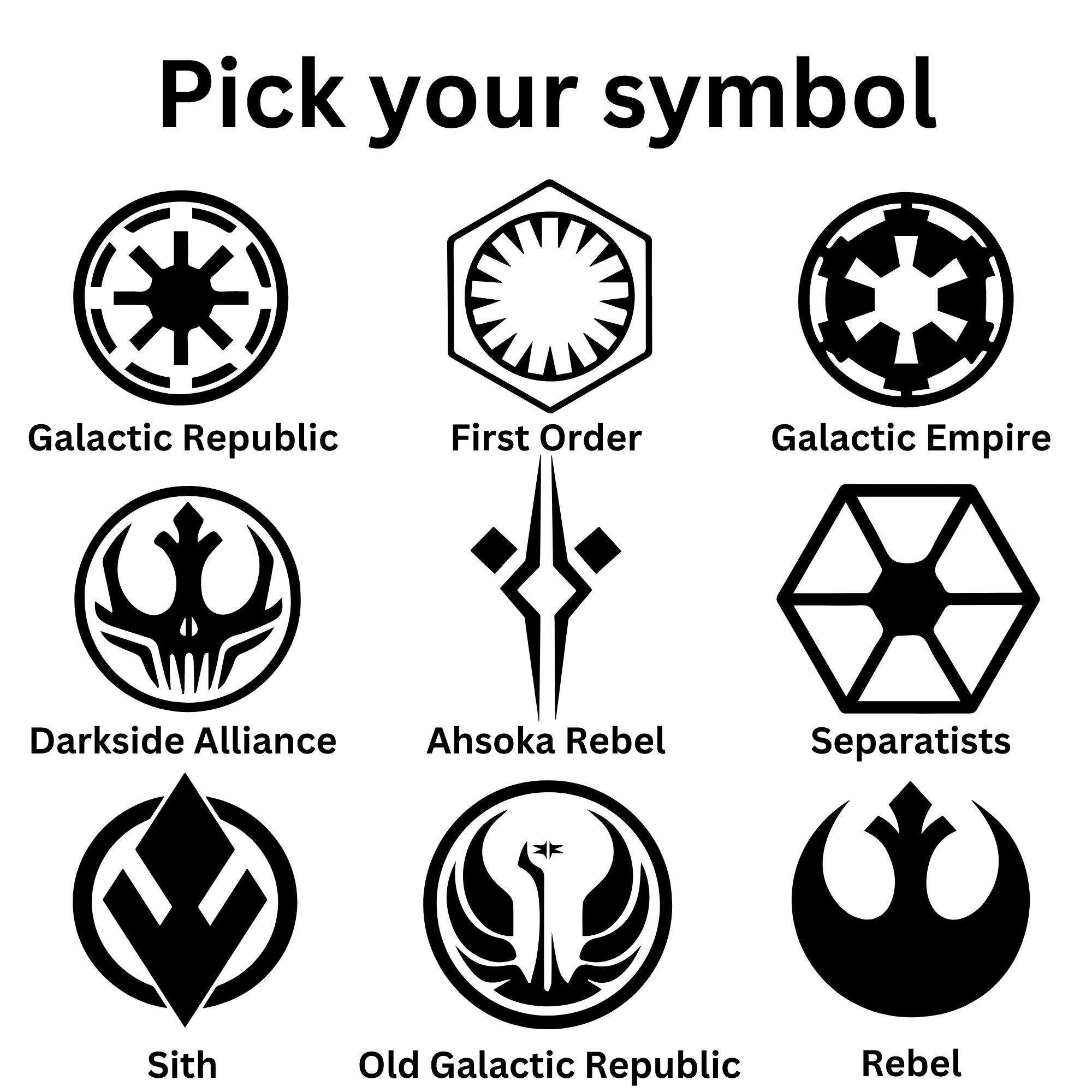 Star Wars Electric Lighter alliance symbols, sheet 1
